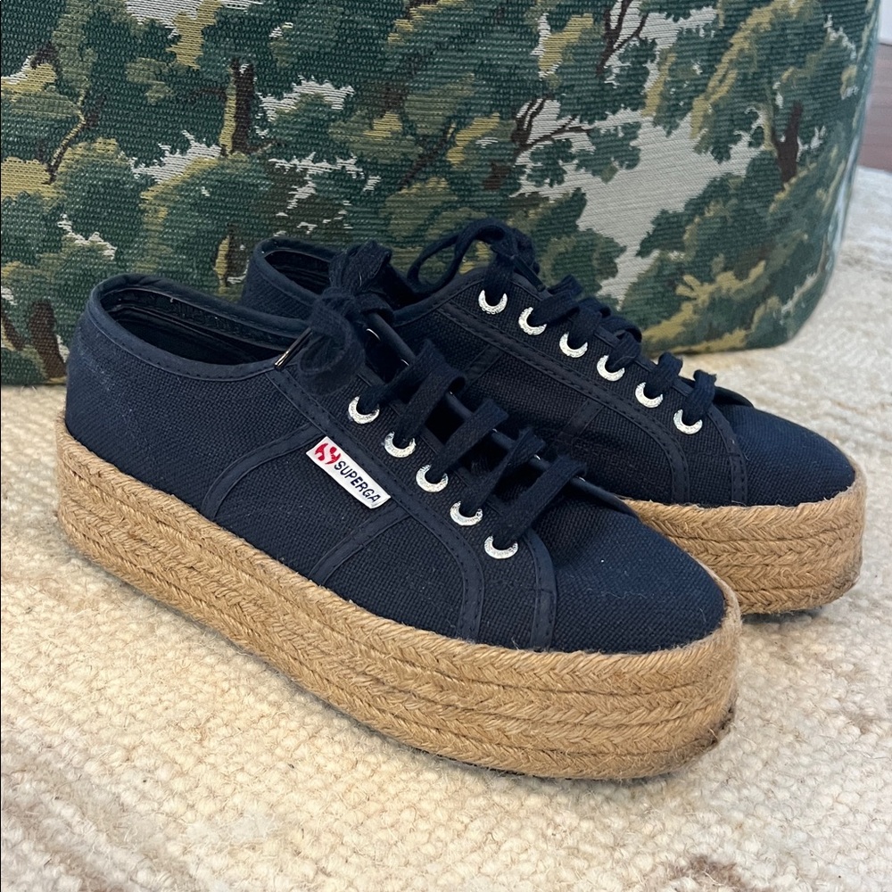 Superga Navy Canvas Espadrille Sneakers